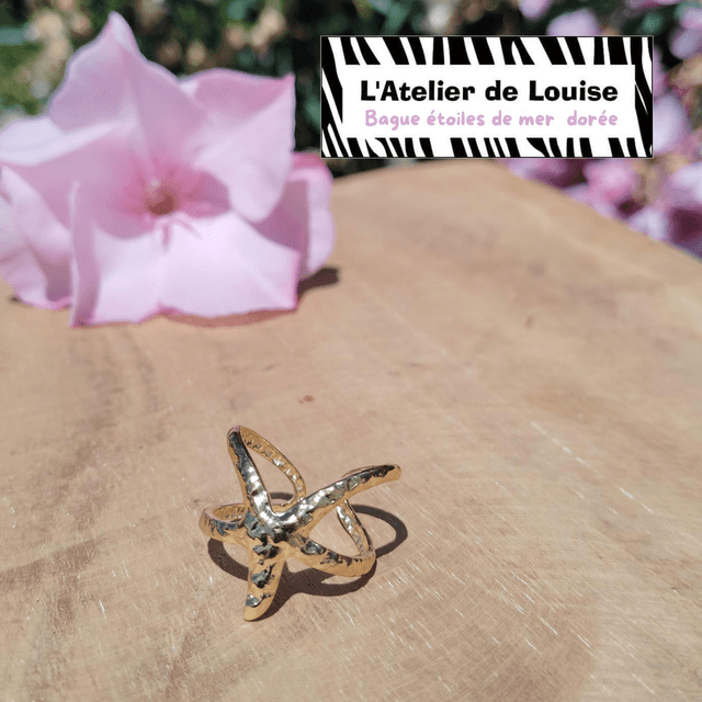 Bague étoile de mer dorée 